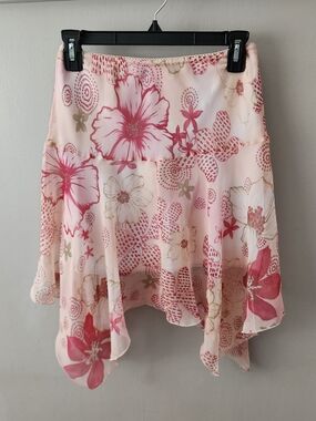 Fairy Pink Floral Handkerchief Hem Skirt Pink Flower Faerie Faery Y2K Romantic